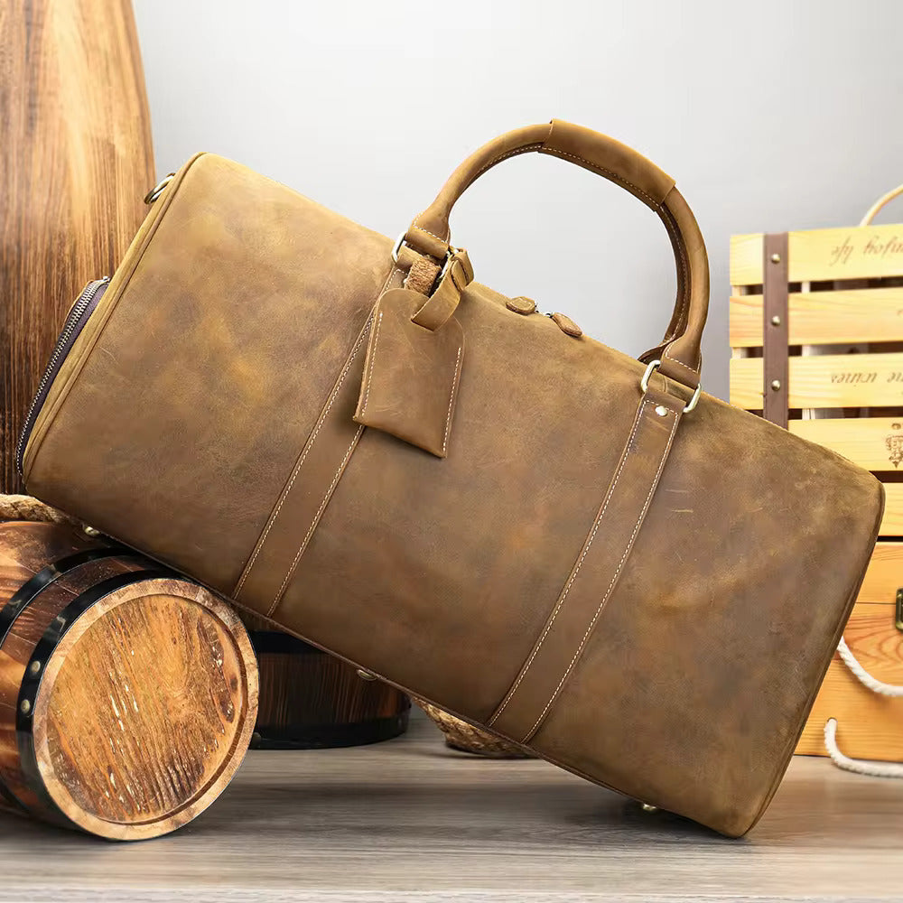 Oak Brook Classic Leather Duffel Business Bag - Light Coffee Travel Bag